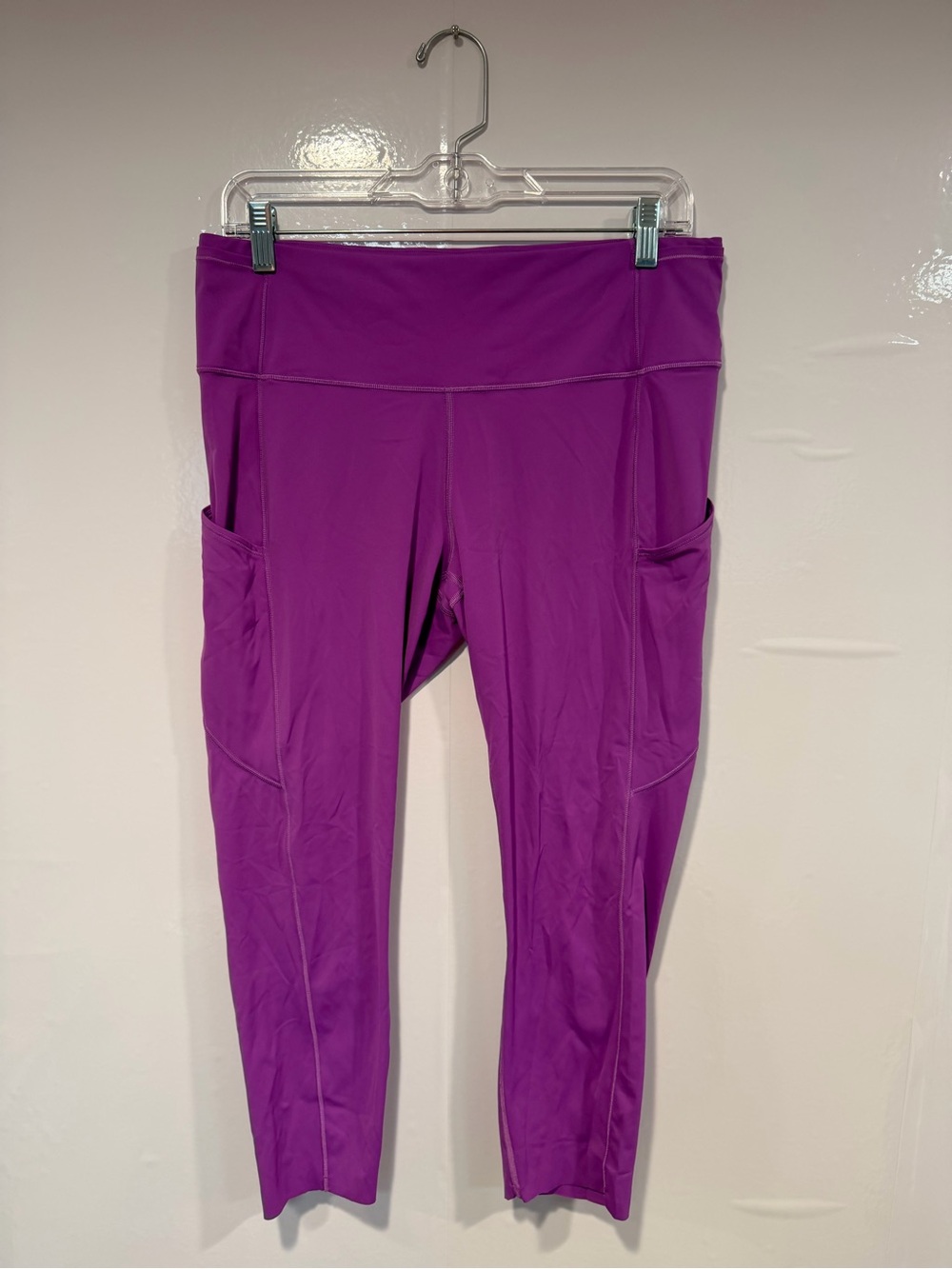 Lululemon Crop Fast N Free Purple High-Waist Leggings with Side Pocket